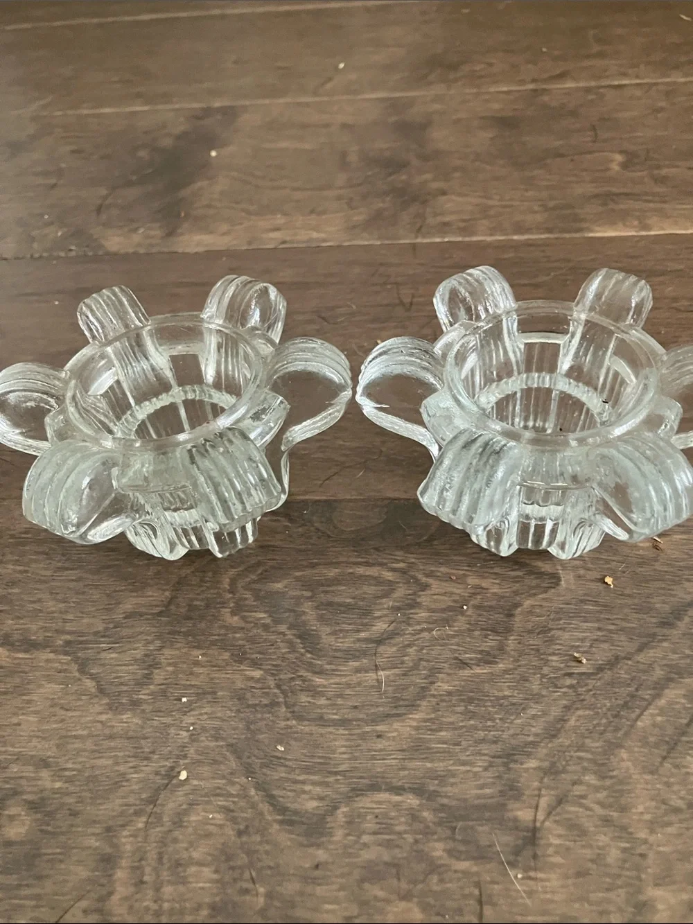 Vintage Tea light flip to taper candle glass Candle Holders - Set of 2